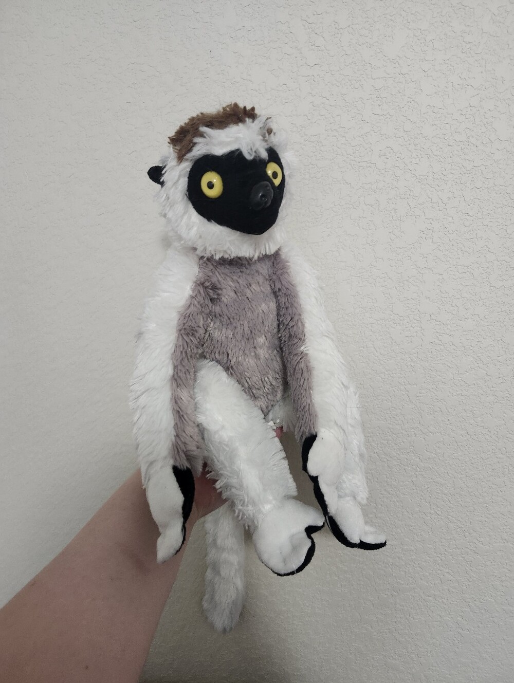 Wild Republic White & Gray Lemur Plush Toy with Yellow Eyes